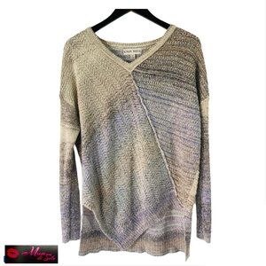 KNOX ROSE Asymmetrical Front Lilac Beige Sweater